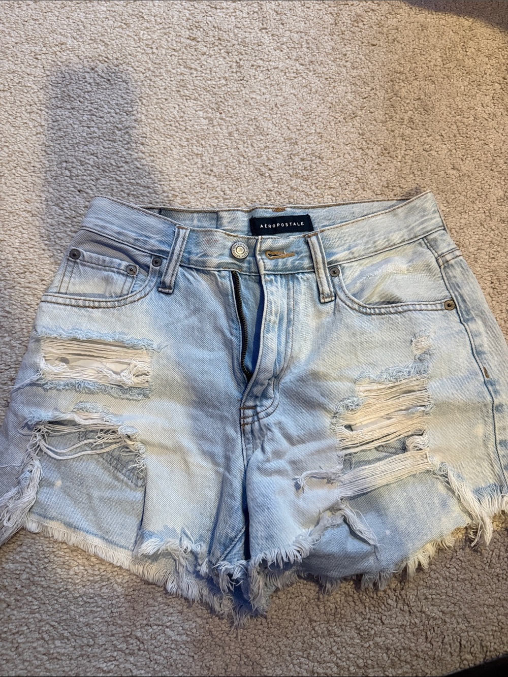 Aeropostale Light Wash Distressed Denim Cutoff Shorts